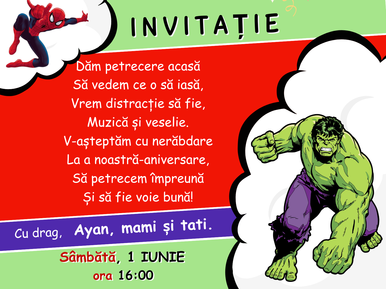 Invitatie Hulk